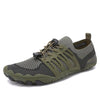 Khaki Barfußschuh mit atmungsaktivem Mesh-Obermaterial, flexibler Gummisohle und elastischem Schnellverschluss-Schnürsystem